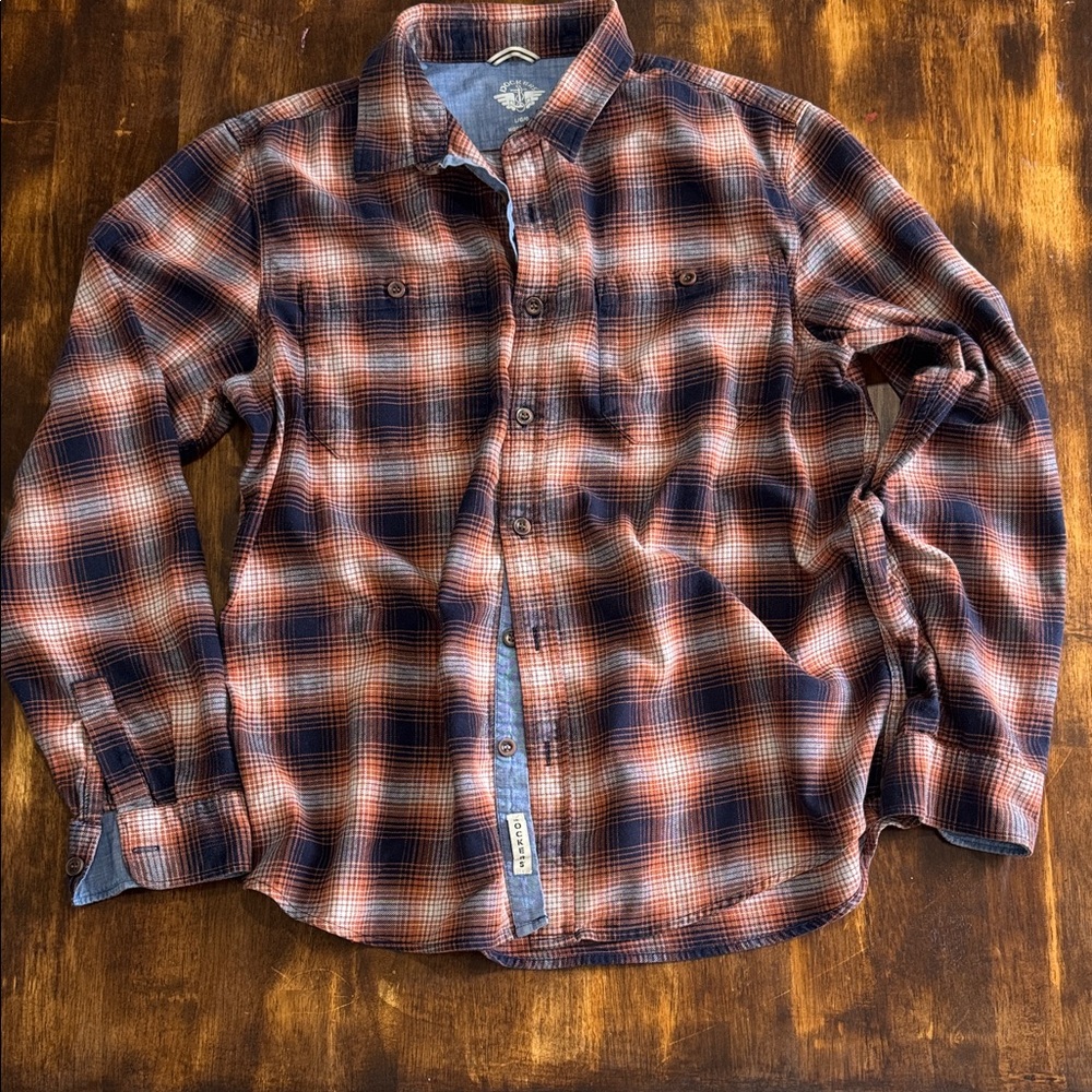 Dockers Men's Casual Plaid Shirt in Navy and Rust